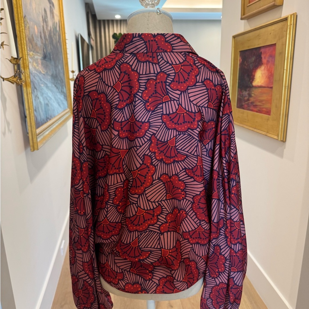 Alexis Red and Pink Floral-Print Blouse